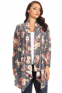 SHAWL OPEN CARDIGAN IN NAVY FLORAL